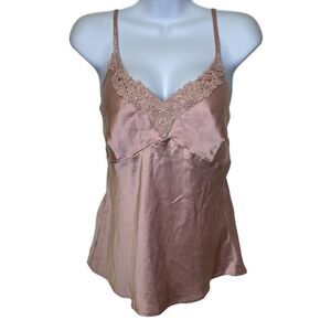 Separates By New York City Design Silk Camisole with Lace Trim Pink Size Large